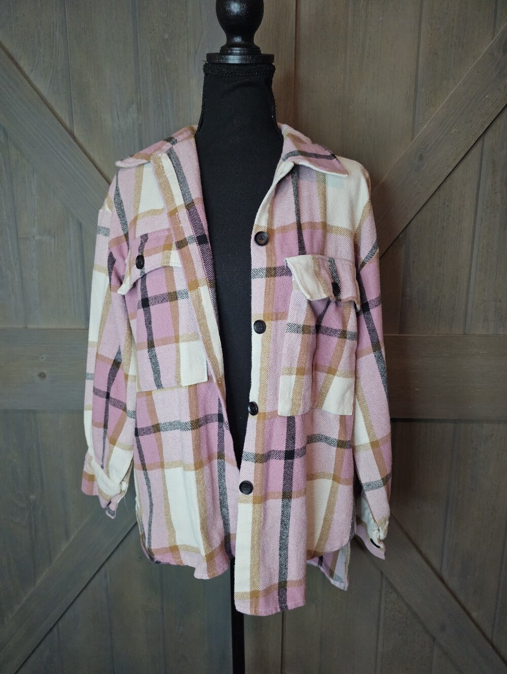 The Be Brand Pink Plaid Shacket sz Small